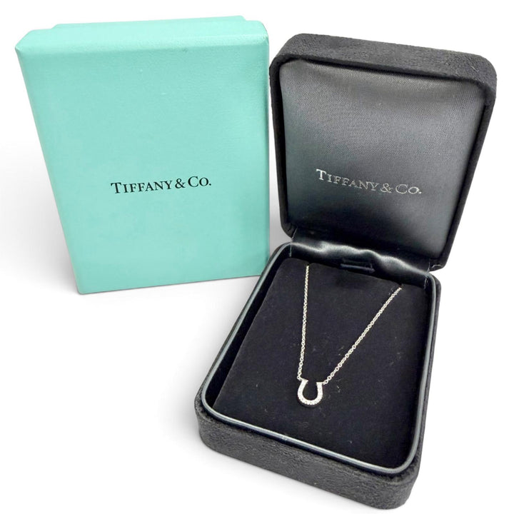 Great TIFFANY&Co. Metro Horseshoe Diamond Necklace, 750 (WG) White gold