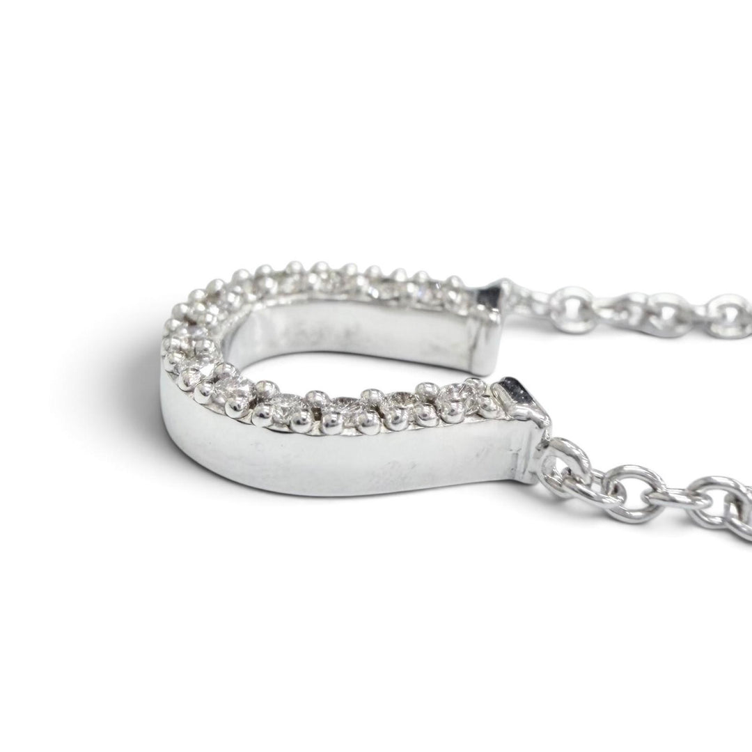 Great TIFFANY&Co. Metro Horseshoe Diamond Necklace, 750 (WG) White gold