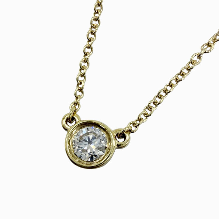 Great TIFFANY&Co. Diamond by the Yard Single Diamond Pendant Yellow Gold