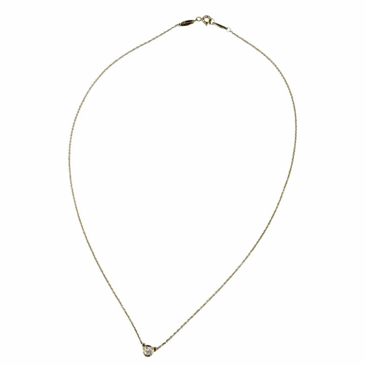 Great TIFFANY&Co. Diamond by the Yard Single Diamond Pendant Yellow Gold