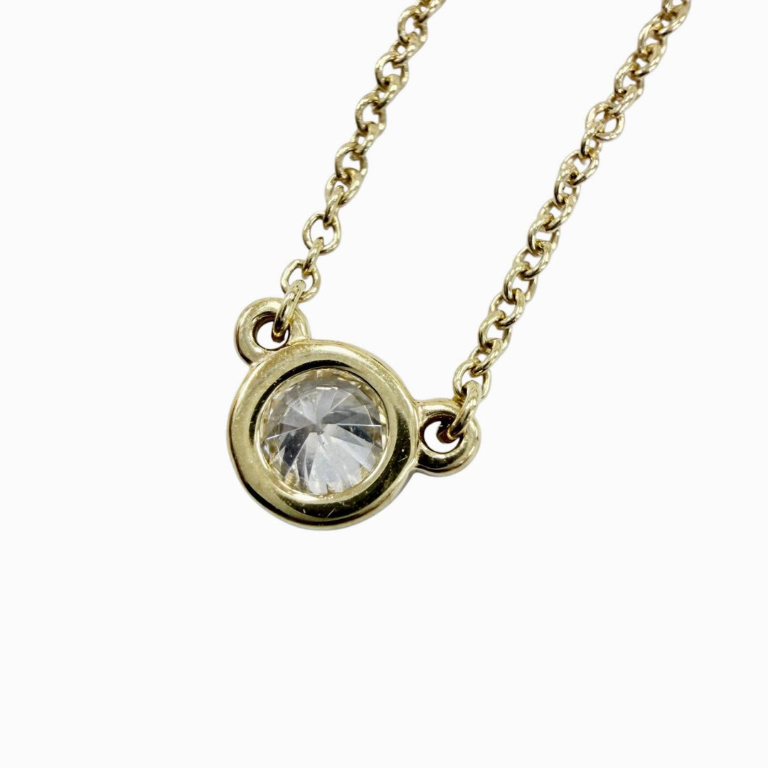 Great TIFFANY&Co. Diamond by the Yard Single Diamond Pendant Yellow Gold
