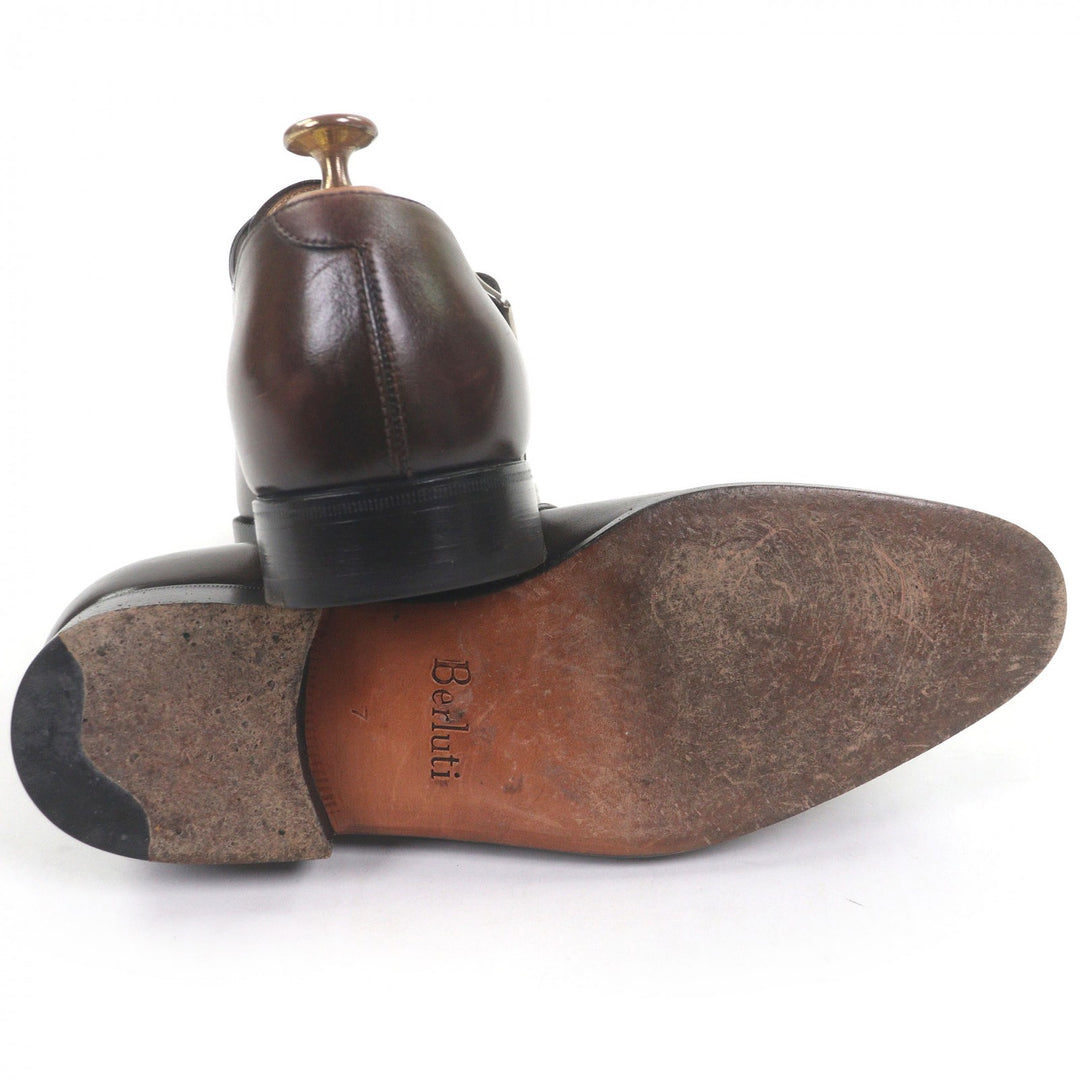 Great Berluti Dress shoes Perforated design single monk strap Brown