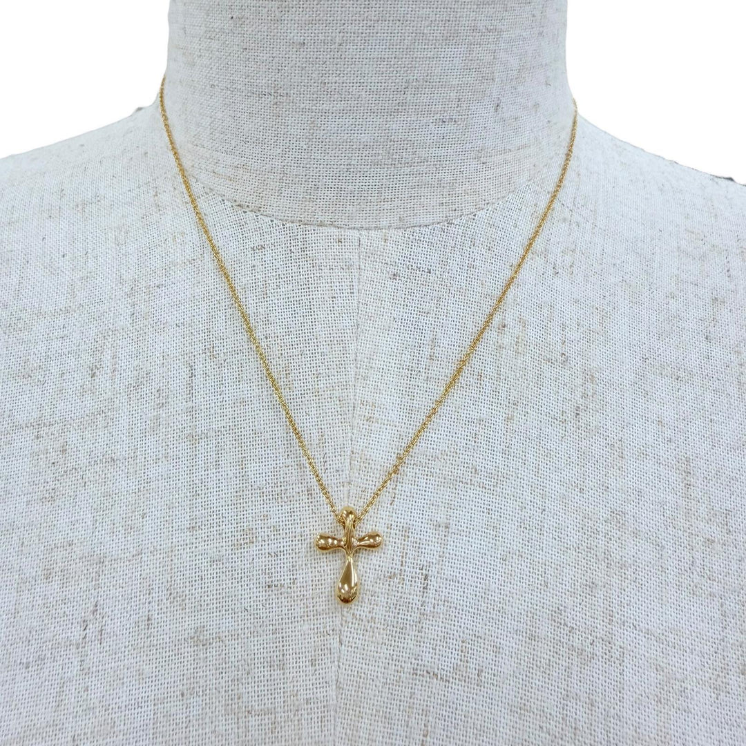 Excellent TIFFANY&Co. Necklace Small cross Necklace Yellow Gold 750 Women