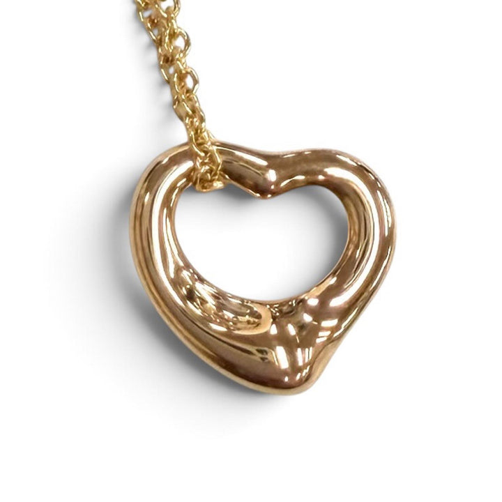 Excellent TIFFANY&Co. Necklace Open Heart Pendant Pink-Gold 750 Women