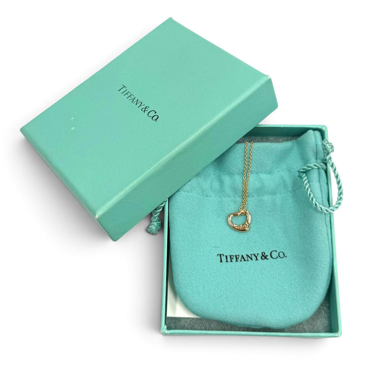 Excellent TIFFANY&Co. Necklace Open Heart Pendant Pink-Gold 750 Women