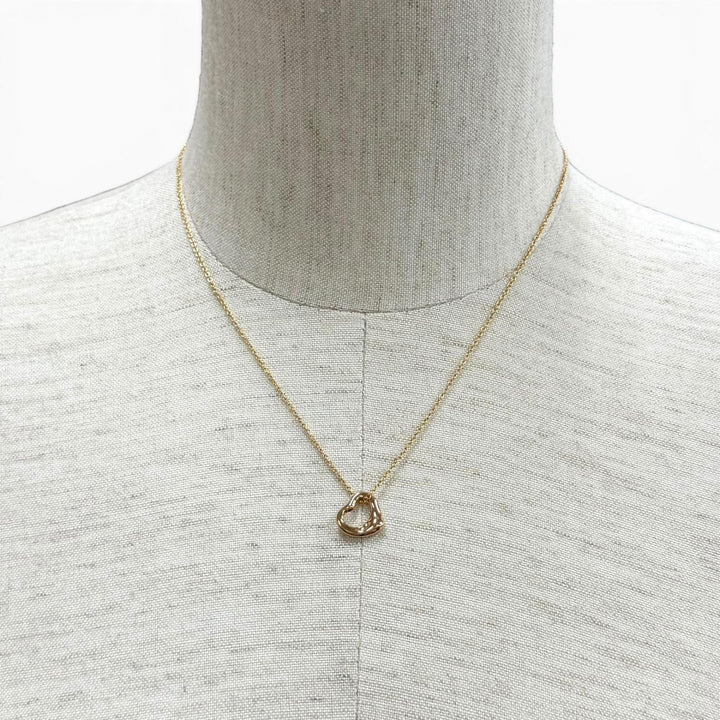 Excellent TIFFANY&Co. Necklace Open Heart Pendant Pink-Gold 750 Women