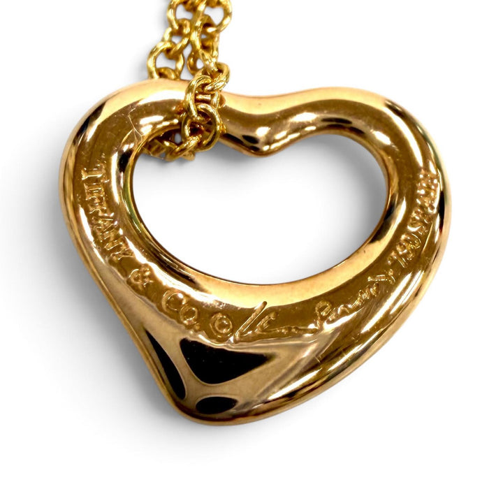 Excellent TIFFANY&Co. Necklace Open Heart Pendant Pink-Gold 750 Women