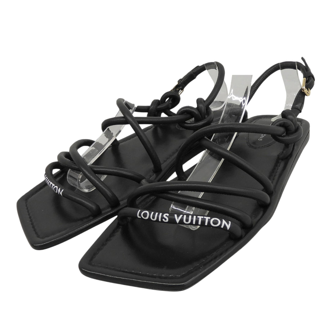 Great LOUIS VUITTON Sandals black leather Women 36.5