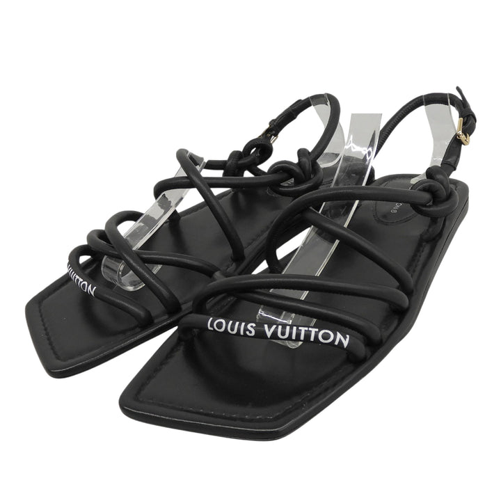 Great LOUIS VUITTON Sandals black leather Women 36.5