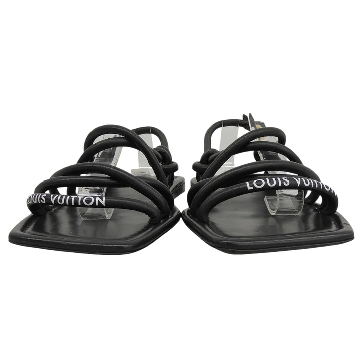Great LOUIS VUITTON Sandals black leather Women 36.5