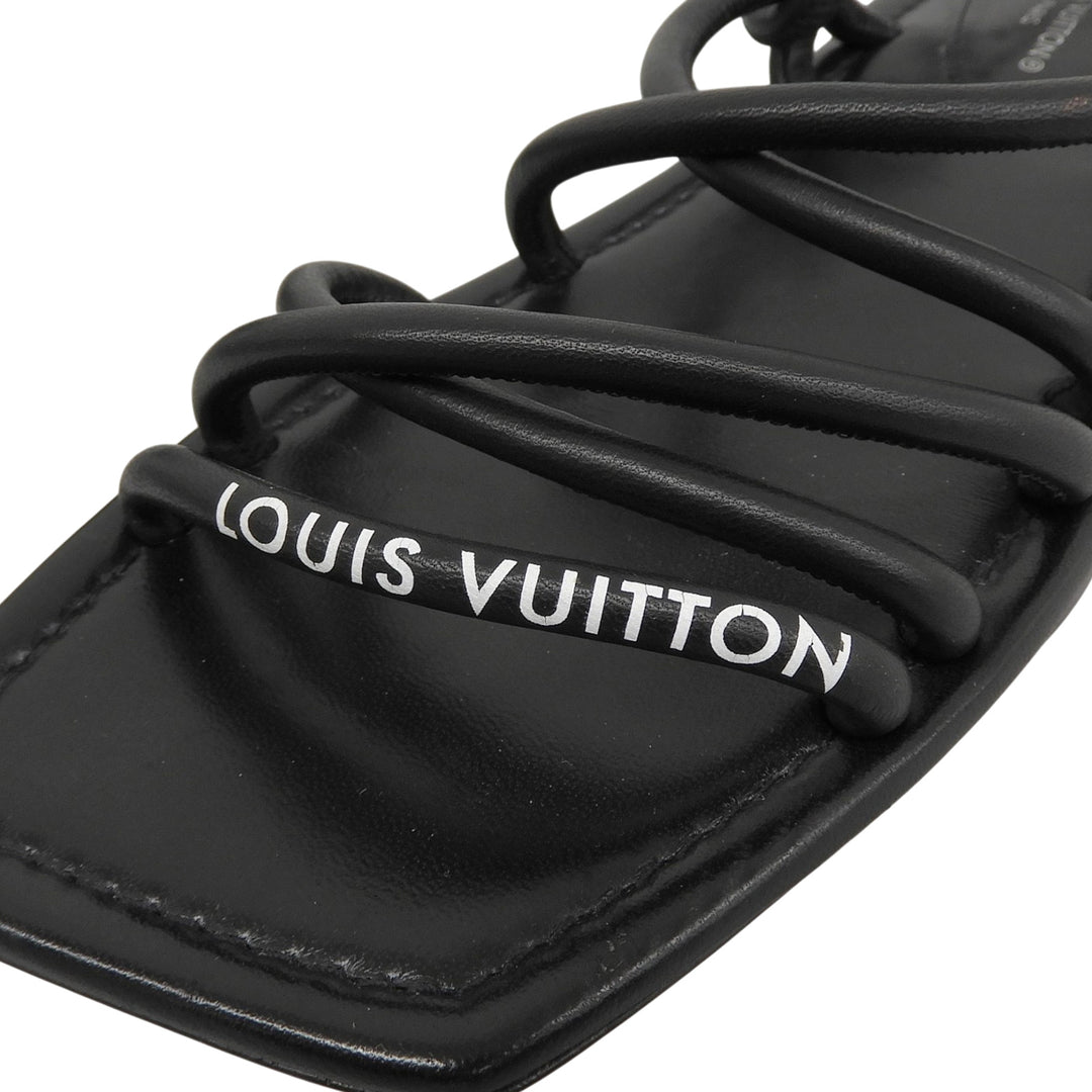 Great LOUIS VUITTON Sandals black leather Women 36.5