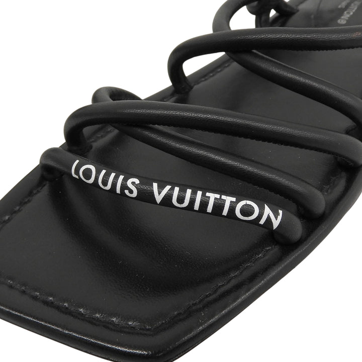 Great LOUIS VUITTON Sandals black leather Women 36.5