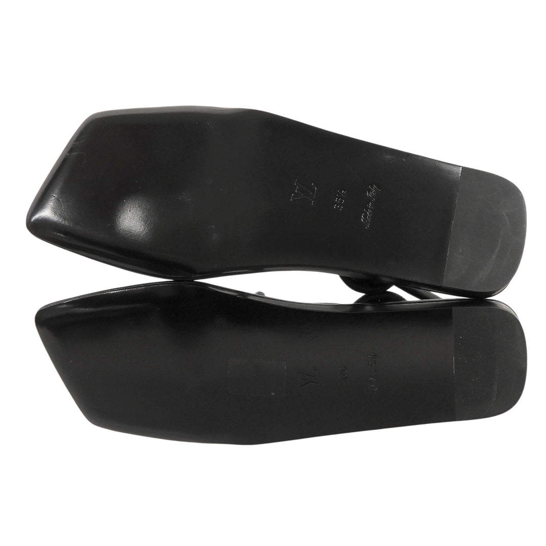 Great LOUIS VUITTON Sandals black leather Women 36.5