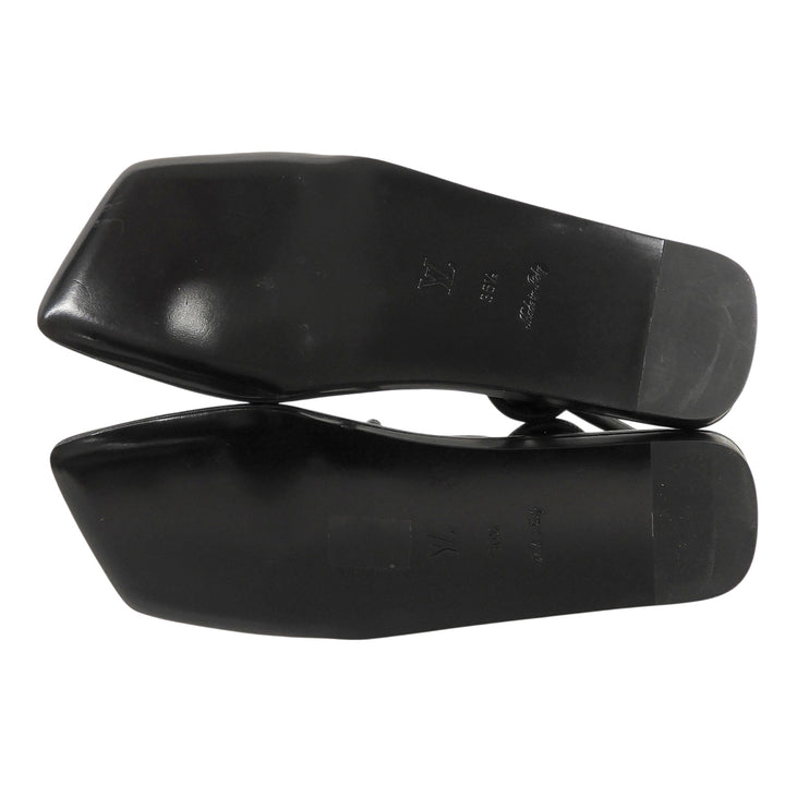 Great LOUIS VUITTON Sandals black leather Women 36.5