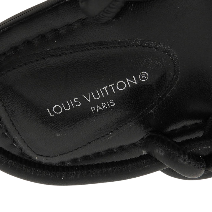 Great LOUIS VUITTON Sandals black leather Women 36.5