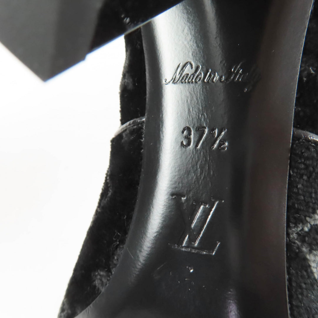 Excellent LOUIS VUITTON short boots Silhouette Line Monogram Velour black 37.5