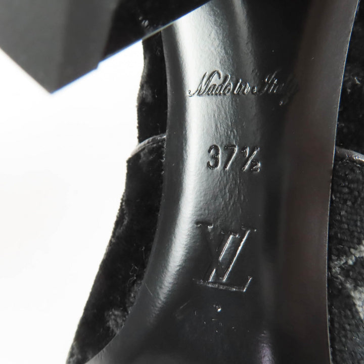 Excellent LOUIS VUITTON short boots Silhouette Line Monogram Velour black 37.5