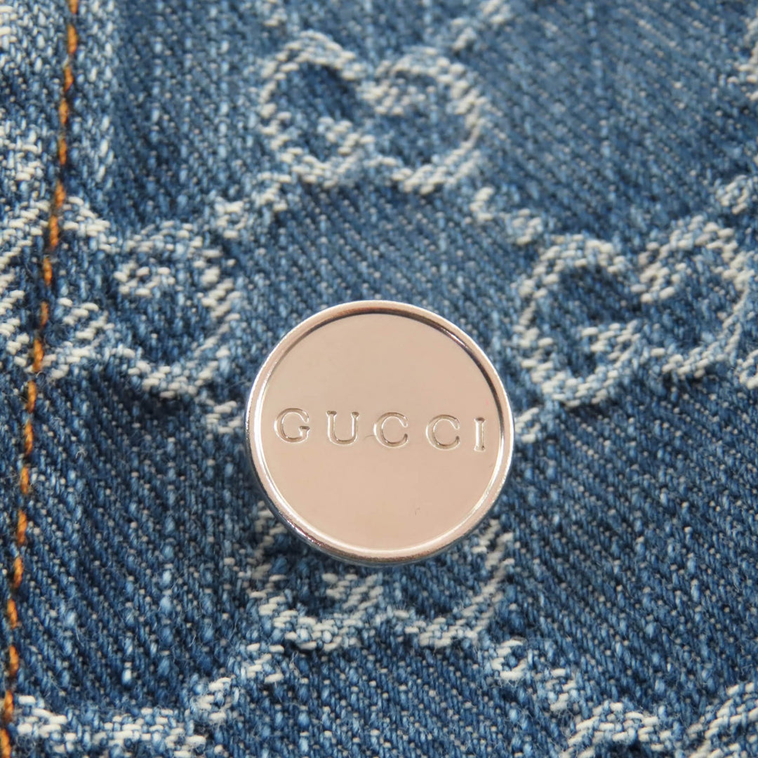 Pristine GUCCI Jacket GG Jacquard Denim Cropped Short Sleeve cotton 38 788680