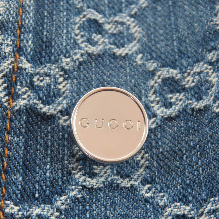 Pristine GUCCI Jacket GG Jacquard Denim Cropped Short Sleeve cotton 38 788680