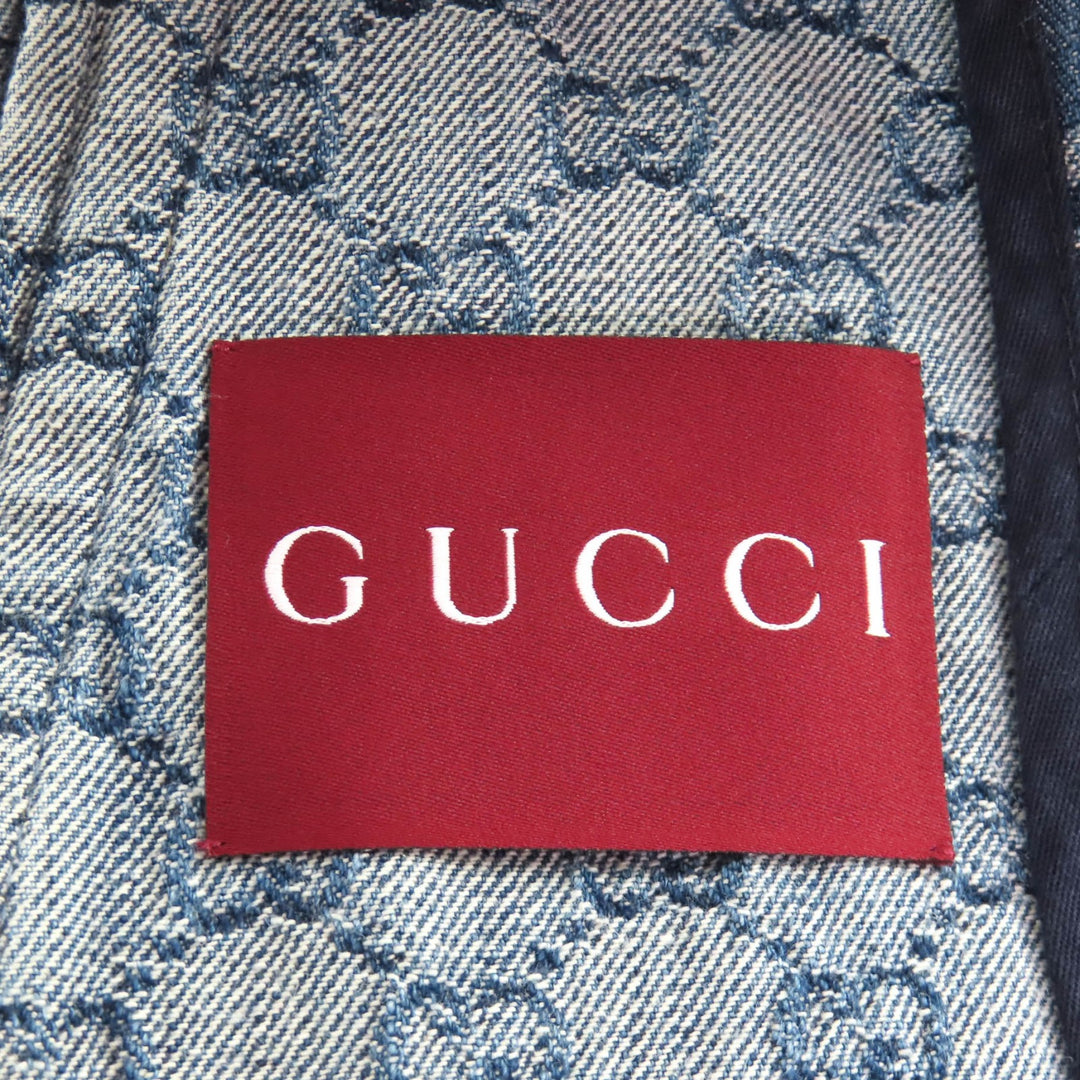 Pristine GUCCI Jacket GG Jacquard Denim Cropped Short Sleeve cotton 38 788680