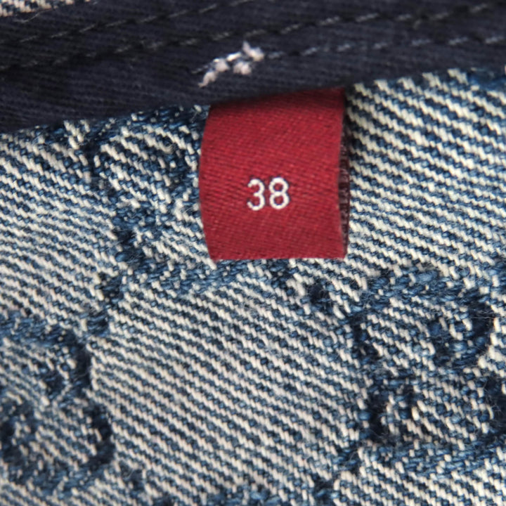 Pristine GUCCI Jacket GG Jacquard Denim Cropped Short Sleeve cotton 38 788680