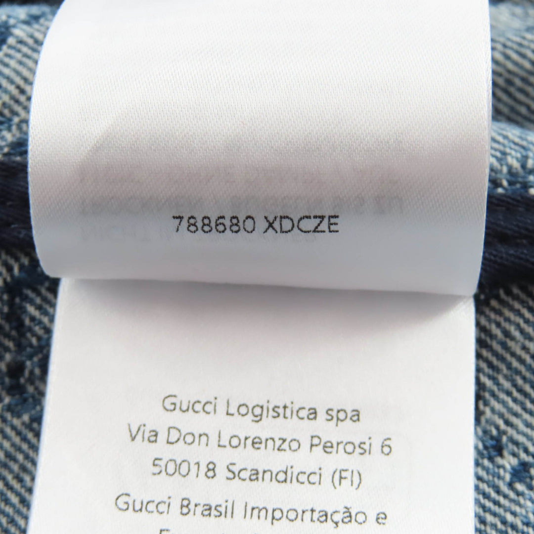 Pristine GUCCI Jacket GG Jacquard Denim Cropped Short Sleeve cotton 38 788680