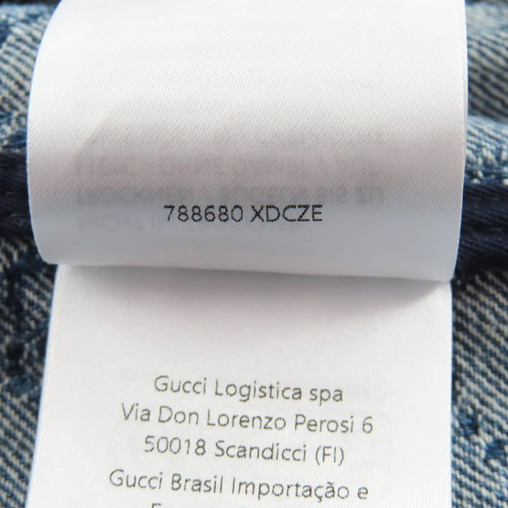Pristine GUCCI Jacket GG Jacquard Denim Cropped Short Sleeve cotton 38 788680