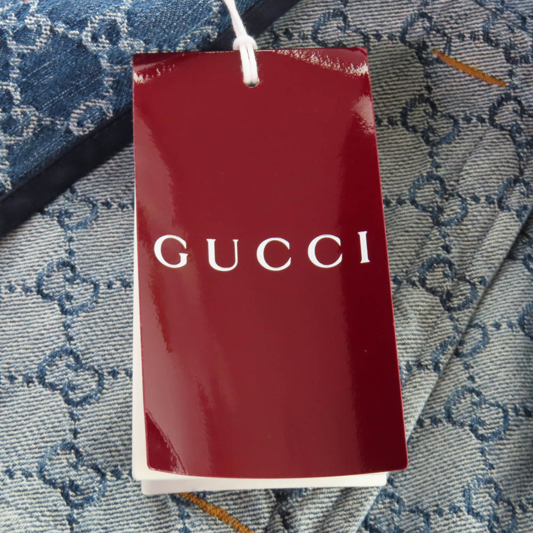 Pristine GUCCI Jacket GG Jacquard Denim Cropped Short Sleeve cotton 38 788680