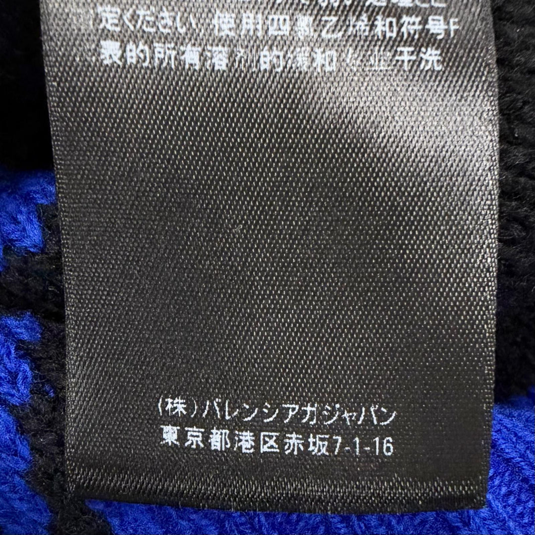 Great BALENCIAGA sweater All-over logo crew neck knit blue wool mens M 555486