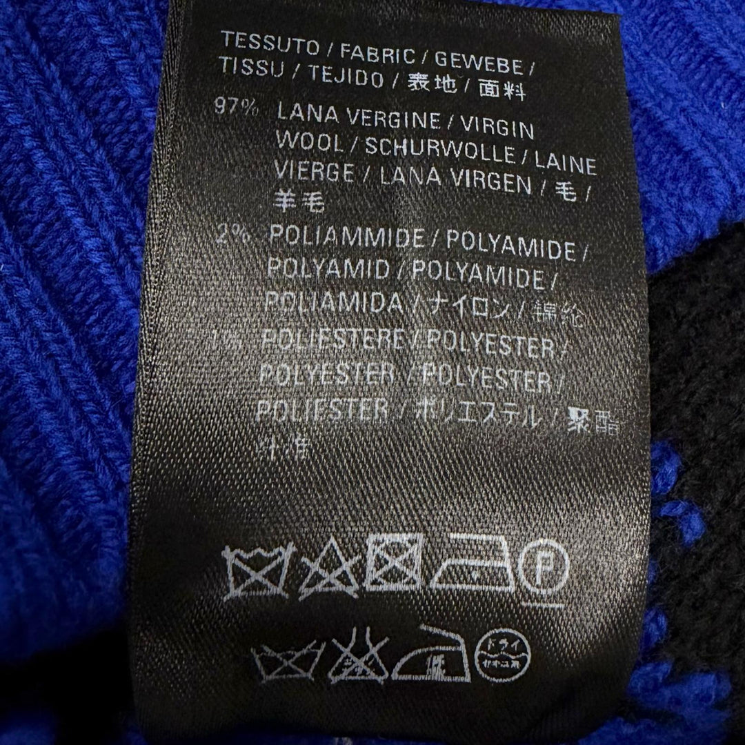 Great BALENCIAGA sweater All-over logo crew neck knit blue wool mens M 555486