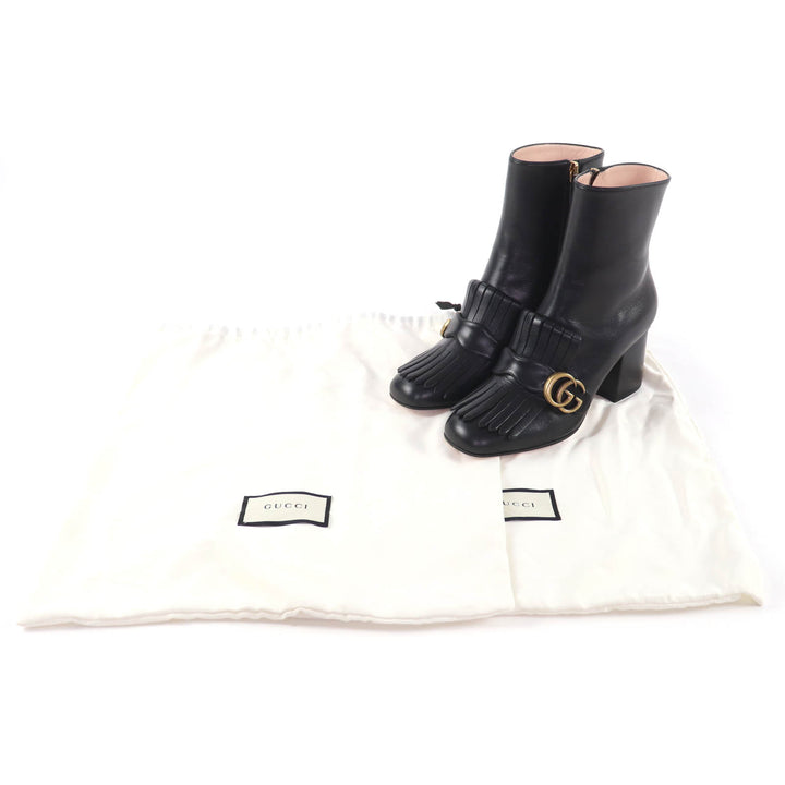 Pristine GUCCI short boots GG Marmont Tassel Side Zip Leather leather 38 408210