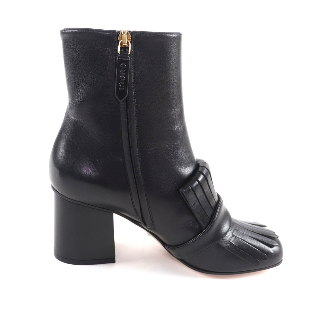 Pristine GUCCI short boots GG Marmont Tassel Side Zip Leather leather 38 408210