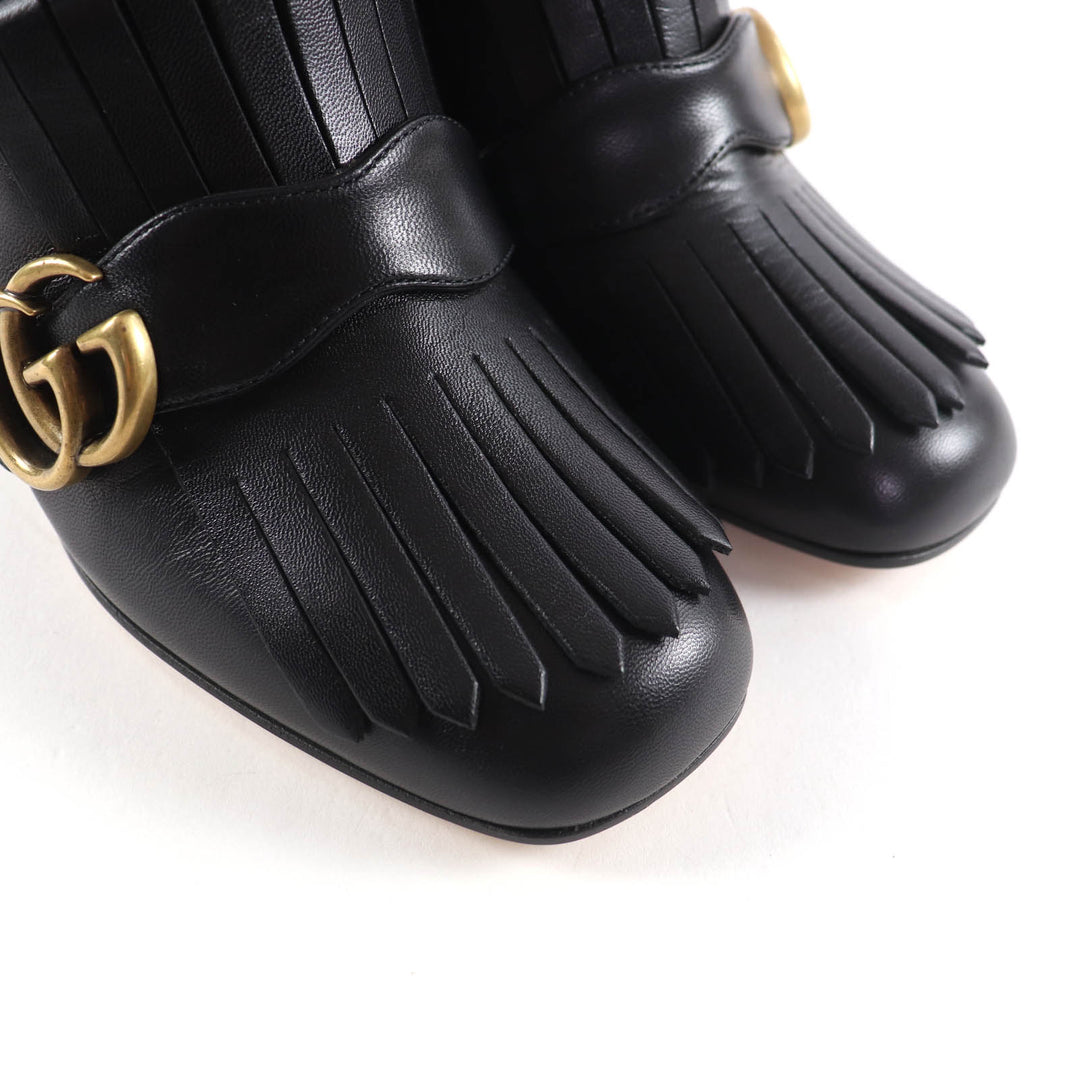 Pristine GUCCI short boots GG Marmont Tassel Side Zip Leather leather 38 408210