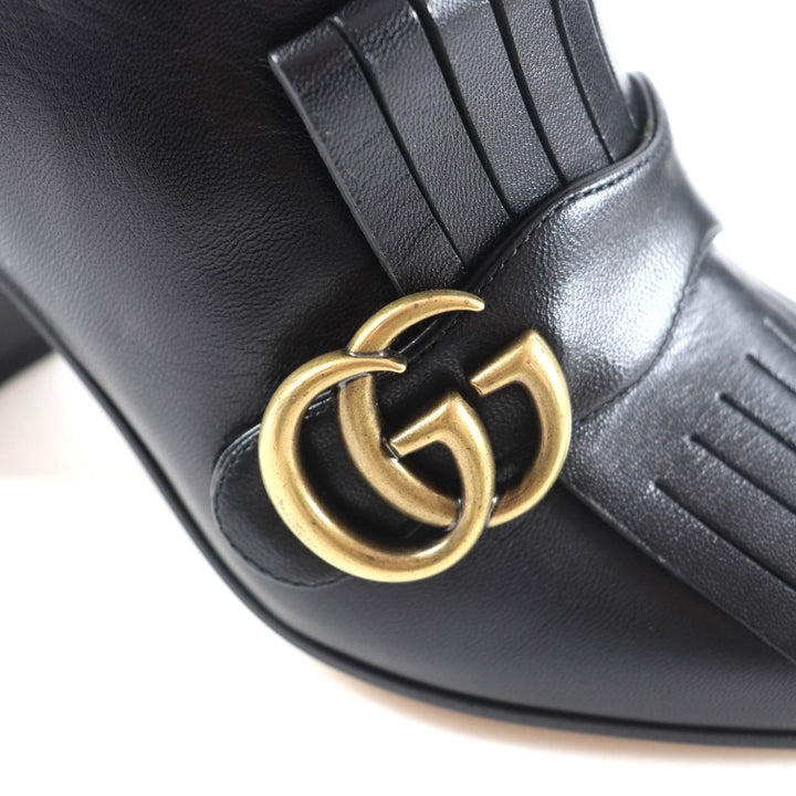 Pristine GUCCI short boots GG Marmont Tassel Side Zip Leather leather 38 408210