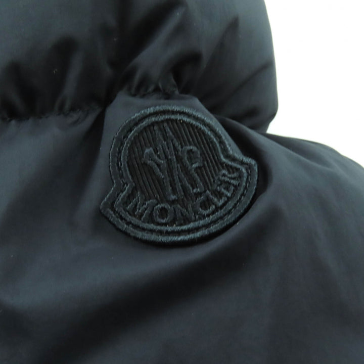 Pristine MONCLER Down jacket AUCUN Logo patch, tweed trim, stand collar black 3