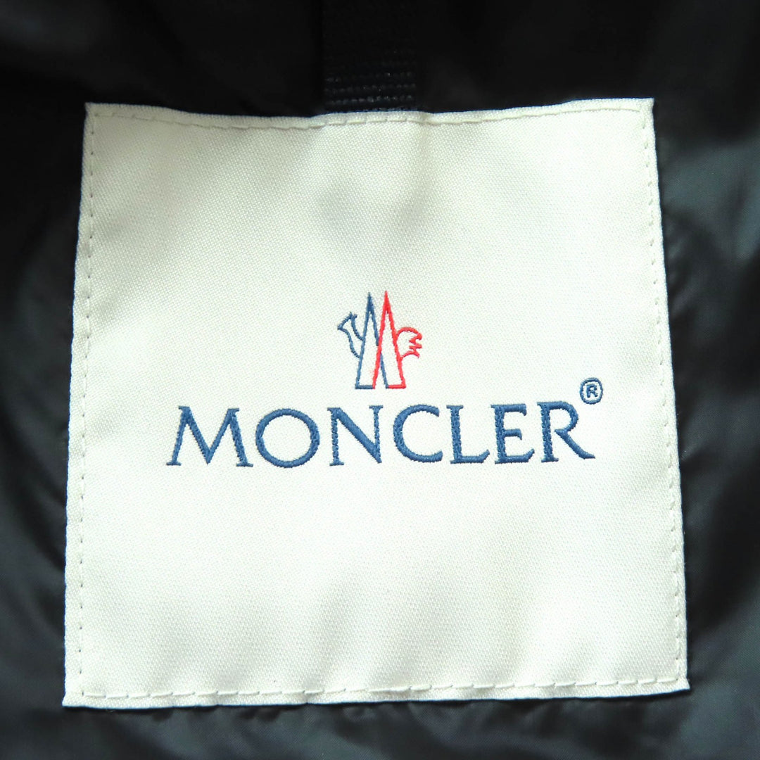 Pristine MONCLER Down jacket AUCUN Logo patch, tweed trim, stand collar black 3