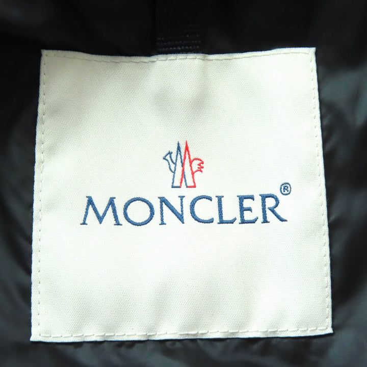 Pristine MONCLER Down jacket AUCUN Logo patch, tweed trim, stand collar black 3