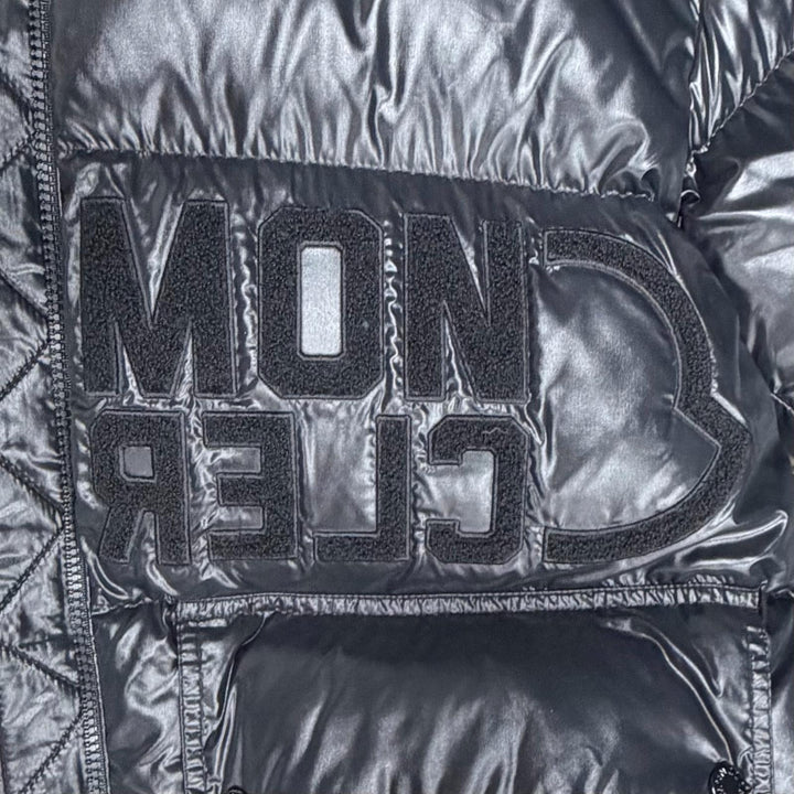 Pristine MONCLER Down jacket ABBAYE Front logo Hooded ZIP UP black Nylon Women 3