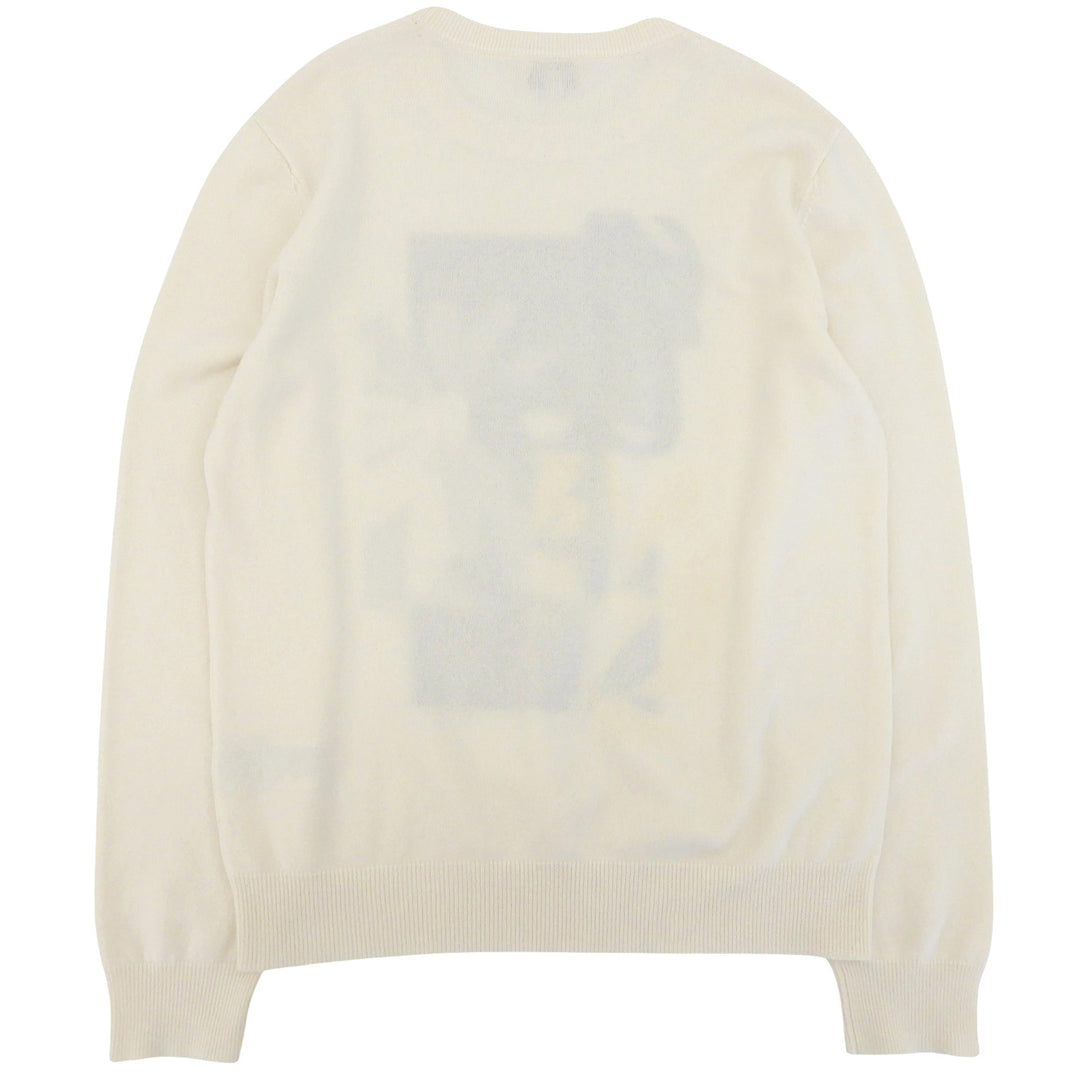 Excellent HERMES sweater Puzzle Floral Knit Ivory cashmere mens L 21-5710
