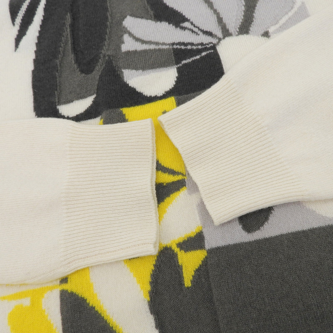 Excellent HERMES sweater Puzzle Floral Knit Ivory cashmere mens L 21-5710