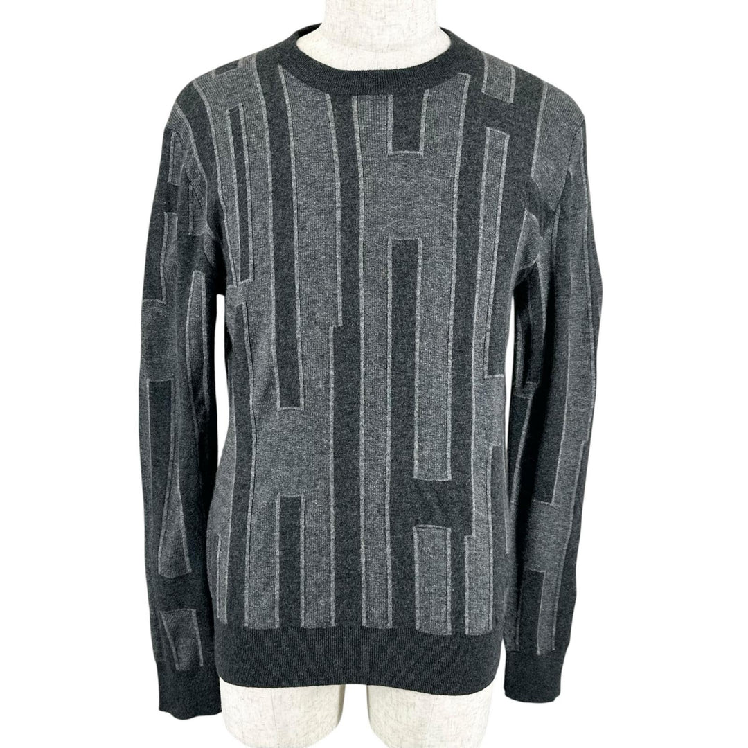 Great HERMES knit H logo crew neck long-sleeve sweater gray cashmere mens S