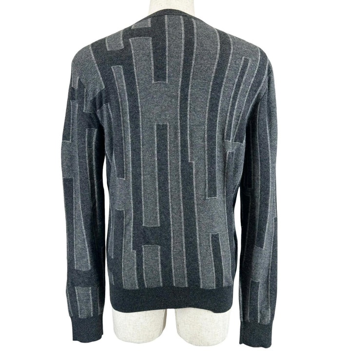 Great HERMES knit H logo crew neck long-sleeve sweater gray cashmere mens S