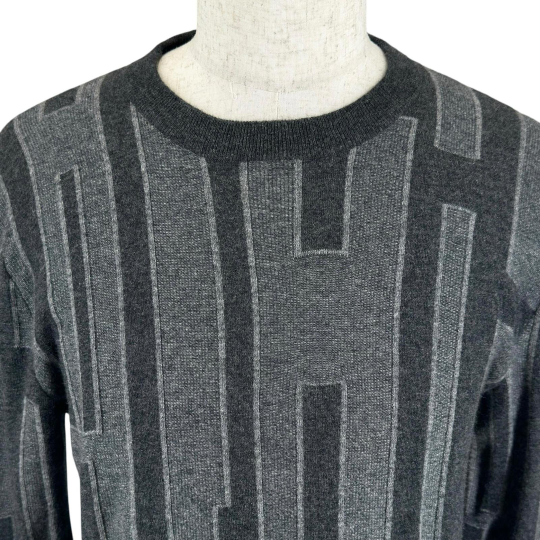 Great HERMES knit H logo crew neck long-sleeve sweater gray cashmere mens S