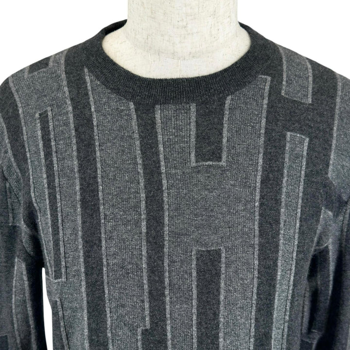 Great HERMES knit H logo crew neck long-sleeve sweater gray cashmere mens S