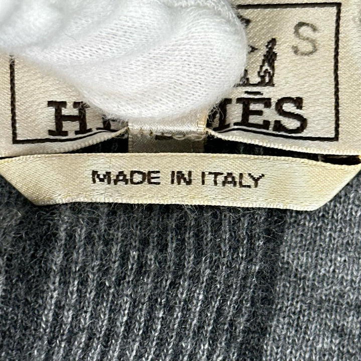 Great HERMES knit H logo crew neck long-sleeve sweater gray cashmere mens S