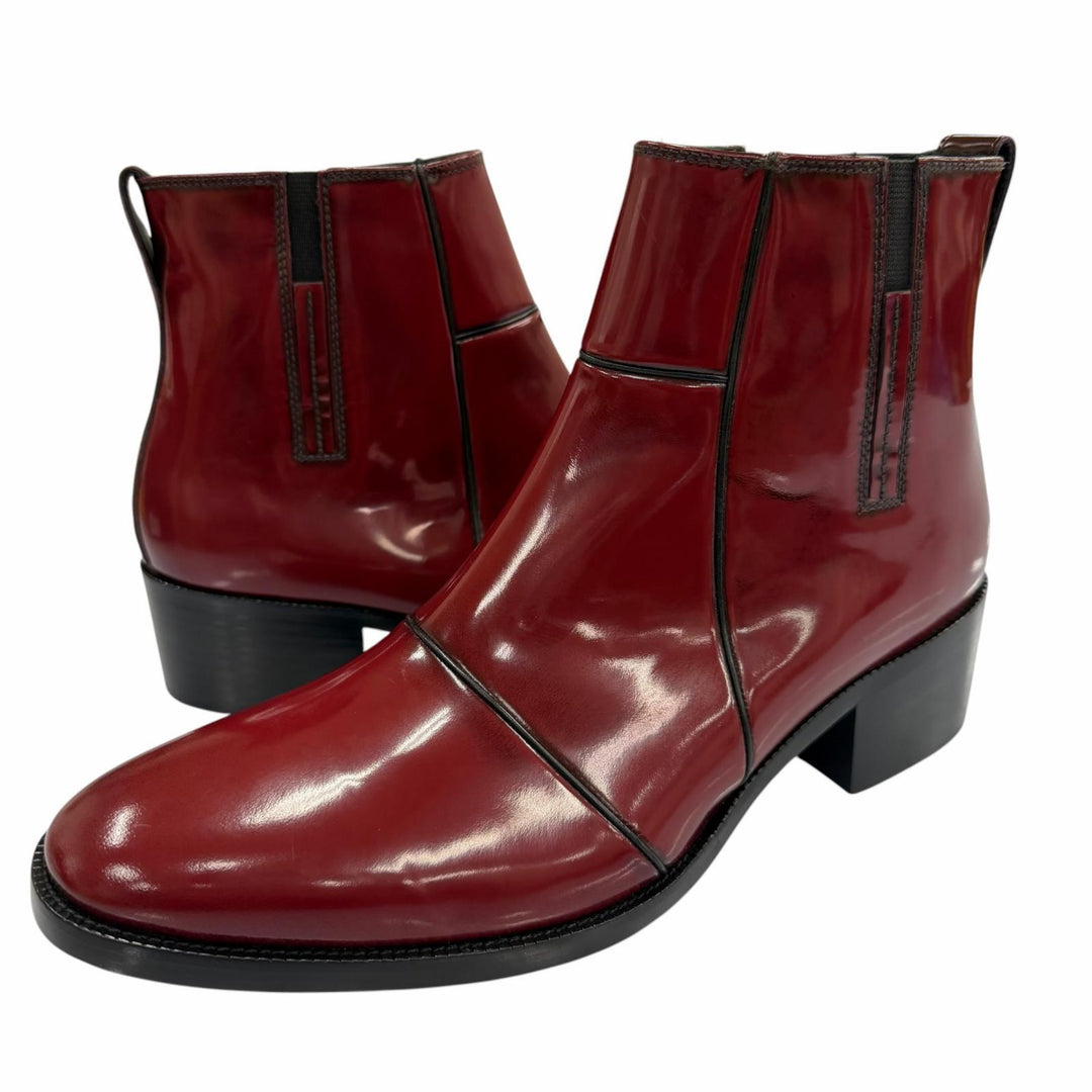 Pristine DIOR short boots HEEL BOOTS Red Patent leather mens