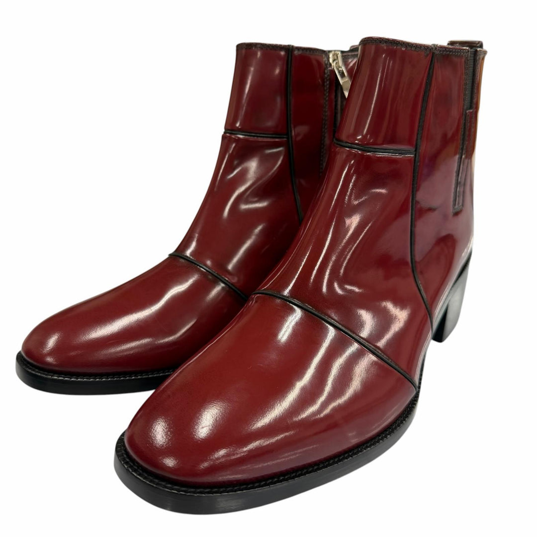 Pristine DIOR short boots HEEL BOOTS Red Patent leather mens