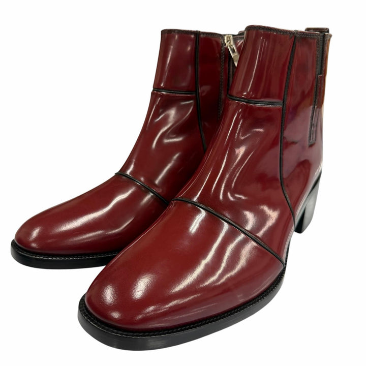 Pristine DIOR short boots HEEL BOOTS Red Patent leather mens