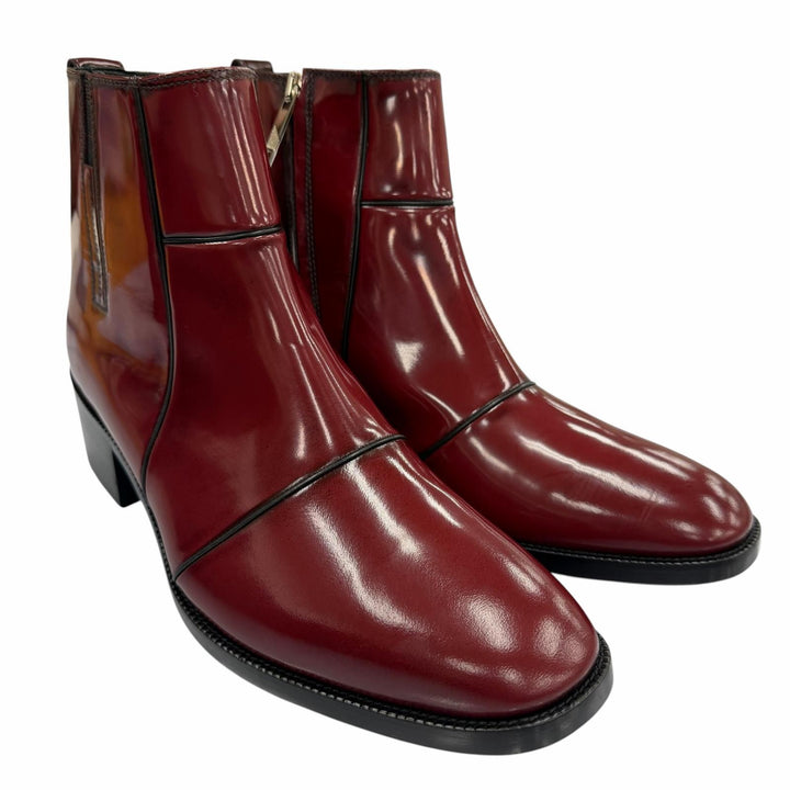 Pristine DIOR short boots HEEL BOOTS Red Patent leather mens