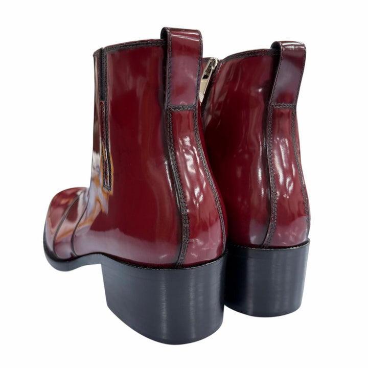 Pristine DIOR short boots HEEL BOOTS Red Patent leather mens